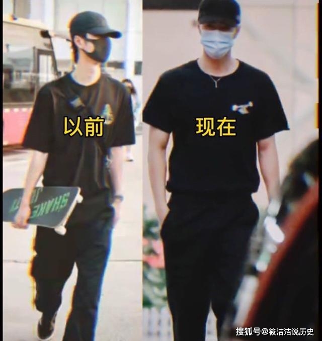 王一博黑装回长沙视频录制《天天向上》男士
